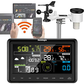 Sainlogic Station Météo Professionnelle WLAN - Station Météo Sans Fil WiFi Internet Avec Capteur Extérieur