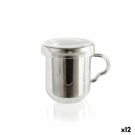 Tasse avec filtre pour infusions Quid Serenia Transparent verre Acier inoxydable 350 ml (12 Unités)
