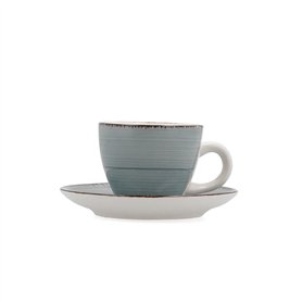 Tasse avec sous-tasse Quid Vita Morning Turquoise Céramique 90 ml (6 Unités)