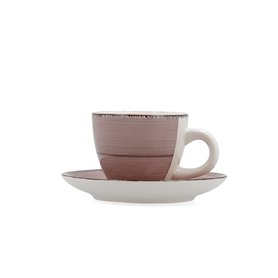 Tasse avec sous-tasse Quid Vita Morning Rose Céramique 90 ml (6 Unités)