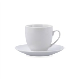 Tasse avec sous-tasse Quid New Renova Blanc Céramique 200 ml (6 Unités)