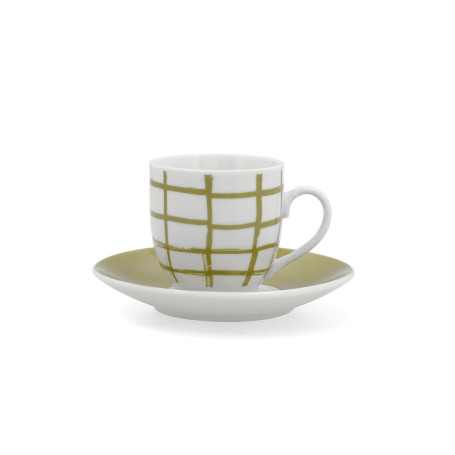 Tasse avec sous-tasse Quid Kansas Vert Céramique 90 ml (6 Unités)
