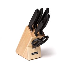 ARCOS Ensemble de Couteaux de Cuisine 6 Pièces avec Bloc – 5 Couteaux de Chef et 1 Paire de Ciseaux en Acier Inoxydable