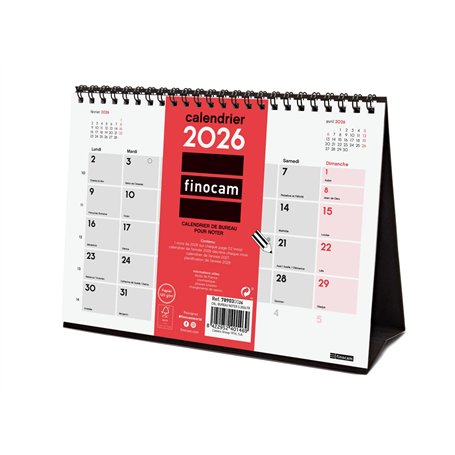 Finocam – Calendrier de bureau pour noter 2026 1 Mois par page Janvier – Décembre 2026 (12 mois) | Calendrier 2026 | Planificate