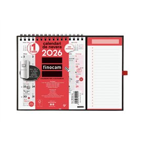 Finocam - Calendrier aimanté Mois vue janvier - décembre 2026 (12 mois) | Calendrier magnétique réfrigérateur | Planificateur me