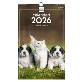 Finocam - Calendrier mural 2026 25 x 40 cm Mois vue Janvier - Décembre 2026 + Sep.- Déc. 2025 (4 mois) réduits | Calendrier 2026
