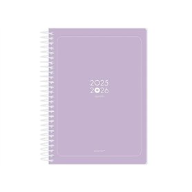 Antartik Agenda scolaire 25-26 à spirale essentials violet 1 jour page A5 bilingue papier FSC 80 g.