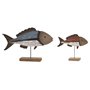 Figurine Décorative Home ESPRIT Bleu Rouge Naturel 50 x 8 x 22 cm (2 Pièces) (2 Unités)