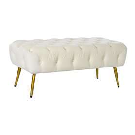 Banquette Home ESPRIT Crème Doré Polyester Métal 103 x 46 x 42 cm