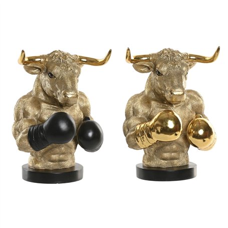 Figurine Décorative Home ESPRIT Noir Doré Taureau 25