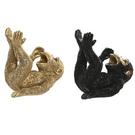 Figurine Décorative Home ESPRIT Noir Doré Singe 24