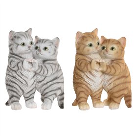 Figurine Décorative Home ESPRIT Marron Gris Chats 13