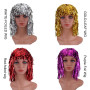 Genrics Métallique Brillant Dames Perruque Couleur Métallique Déguisement Brillant Convient pour Noël, Halloween et Soirée Célib