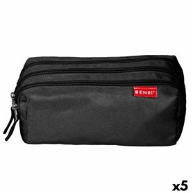 Trousse d'écolier ENRI Noir 21 x 7 x 11 cm (5 Unités)