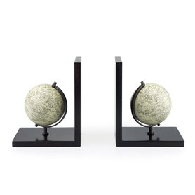 Balvi Serre-Livres Mappamondo avec 2 Globes terrestres Bois