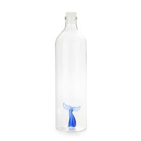 Balvi Bouteille Tail Couleur Bleu avec Chiffre en Forme de Baleine Borosilicate