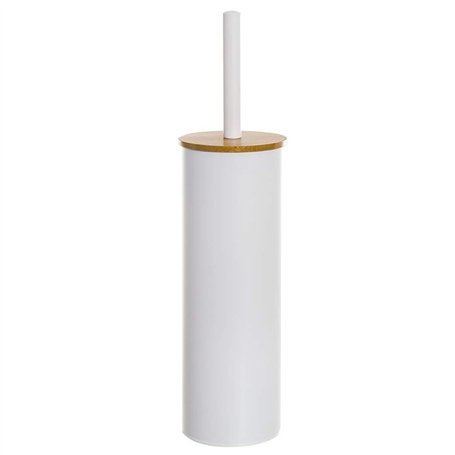 Home Gadgets Brosse WC avec couvercle en bois blanc 37 cm