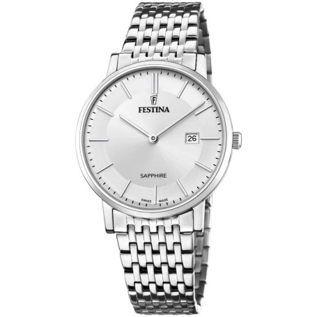 Festina Montre pour Homme F20018/1 Swiss Made Boîtier en Acier Inoxydable Gris Bracelet en Acier Inoxydable Gris
