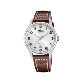 Montre Lotus pour Homme 18954/1 Classic Steel Boîtier en Acier Inoxydable Gris Bracelet en Cuir Marron