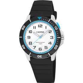 Montre Calypso pour Homme K5857/1 Sweet Time Boîtier en Caoutchouc Multi Bracelet en Caoutchouc Noir