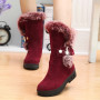 Bottes pour femme doublées de fourrure pour garder au chaud - Bottes plates antidérapantes - Bottes d'extérieur d'hiver et de pr