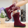 Bottes pour femme doublées de fourrure pour garder au chaud - Bottes plates antidérapantes - Bottes d'extérieur d'hiver et de pr