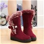 Bottes pour femme doublées de fourrure pour garder au chaud - Bottes plates antidérapantes - Bottes d'extérieur d'hiver et de pr