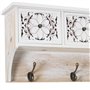 DRW Porte-manteau mural en bois MDF ajouré avec 4 tiroirs et 4 crochets en métal blanc et laiton 60 x 12 x 21 cm