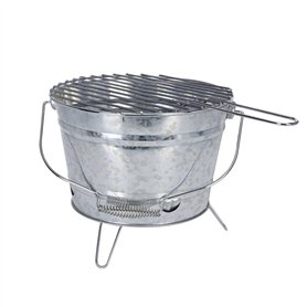 Well Home Seau barbecue finition zinc sur 3 pieds pliables avec poignée