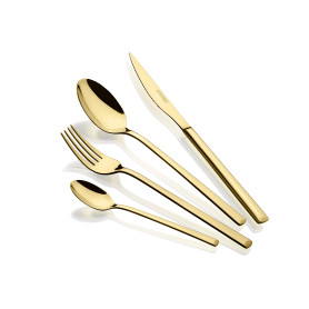 MONIX Verona Gold | Ménagère 24 pièces en acier inoxydable 18/10