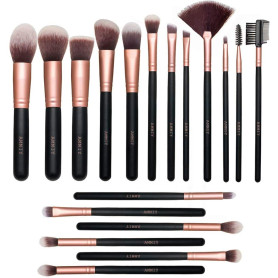Nestling Lot de 18 pinceaux de maquillage de qualité supérieure pour visage et yeux Doré