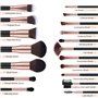 Nestling Lot de 18 pinceaux de maquillage de qualité supérieure pour visage et yeux Doré