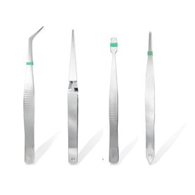 A2ZWORLD Kit de 4 pinces de précision multifonction | bout droit/large/45° et pointe d'action inverse pour laboratoires industri