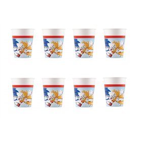 ALMACENESADAN 2315 ; Pack fête ou anniversaire Sonic ; 8 gobelets en carton de 200 ml