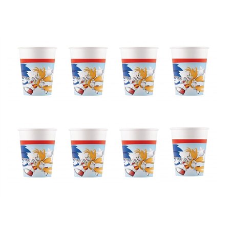 ALMACENESADAN 2315 ; Pack fête ou anniversaire Sonic ; 8 gobelets en carton de 200 ml