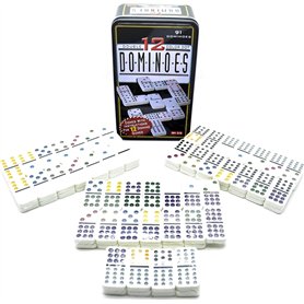 Domino Jeu de Table ou Domino Professionnel Grand 91 Pièces avec Boîte Métallique Domino Classique Sophistiqué et Toujours Diver