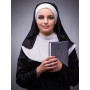 Fartoni Voile nonne pour costume de nonne fille ou femme. Accessoires pour déguisement de nonne Halloween. Chapeau de nonne terr