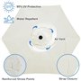 Toile Parasol 6 Baleines 3m Remplaçante pour Parasol de Terrasse, Tissu Résistant et Épais, Rechange Parasol 3m 6 Baleines pour 