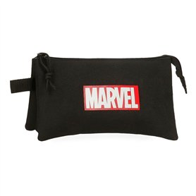 Disney Marvel Red Logo Trousse Triple Noire 22 x 12 x 5 cm Polyester 1