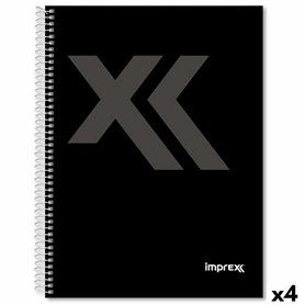 Cahier Imprex Noir A5 80 Volets (4 Unités)
