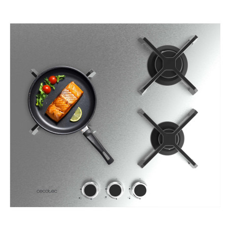 Cecotec Plaque de Cuisson à Gaz Bolero Squad G 3400S Inox avec 3 Foyers