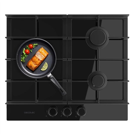Cecotec Plaque de Gaz 3 Feux Bolero Squad G 3400F Verre Noir