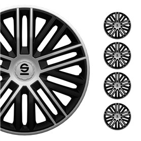 Sparco Enjoliveurs Bergamo - 15-pouces - Noir/Argent - Set de 4 pièces