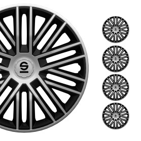 Sparco Enjoliveurs Bergamo - 15-pouces - Argent/Noir - Set de 4 pièces