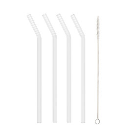 Koala Spain 62610007 Lot de 4 pailles réutilisables en verre avec 1 brosse nettoyante