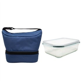 NERTHUS FIH 1503 Boîte à lunch isotherme noire avec récipient hermétique en verre 640ml