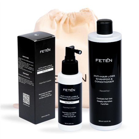 FETĒN Set Antichute Homme avec Shampooing 400ml et Sérum Spray 100ml