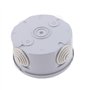 Boîte de jonction ronde IP44 étanche (65 x 30 mm) pour installations électriques extérieures et protection des câbles.