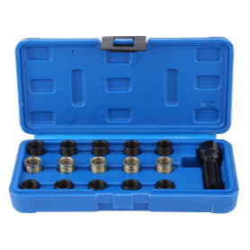 Reminnbor Kit d'outils de réparation de Filetage de Bougie d'allumage 16Pcs 14mm x 1.25 M16 Tap avec étui Portablespark Plug kit