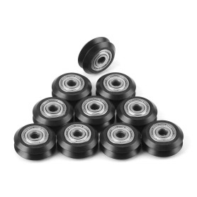 Oumefar 10 pièces V type Rail poulie roue à gorge profonde poulie rouleau métal roue V Type slot 5mm roulement poulie pour systè